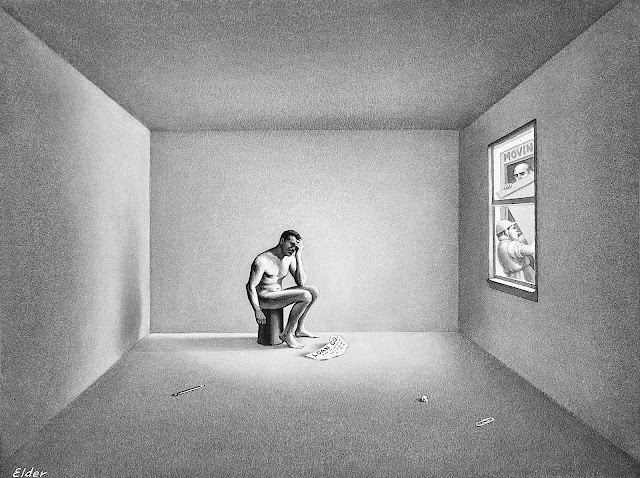 a Bill Elder illustration 1957 of a bankrupt man