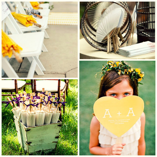 parasol and fan for a summer wedding