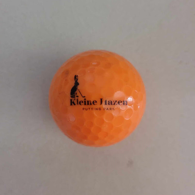 A golf ball from the Kleine Hazen Putting Park at Hazendal in South Africa. Photo by PJ Goedhals, 2023