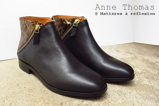 Bottines Anne Thomas en cuir et serpent zippées