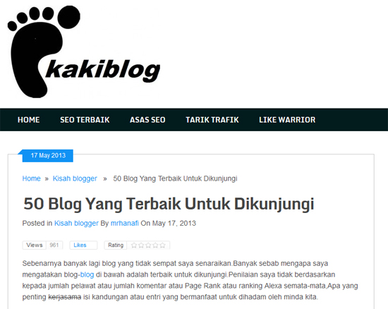 OHBlogger - 50 blog yang terbaik untuk dikunjungi