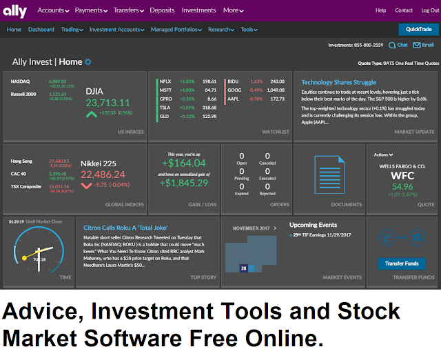 Advice, Investment Tools and Stock Market Software Free Online