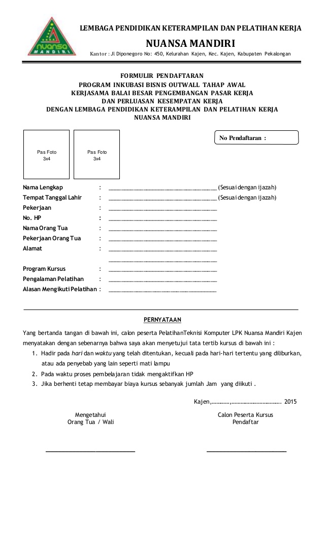 Contoh Formulir - Kumpulan