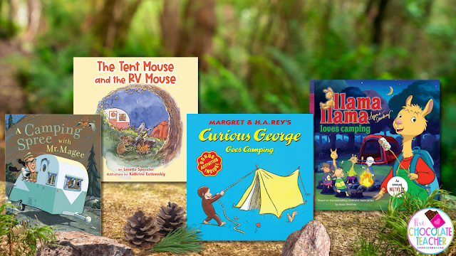 Use companion books like these to introduce and add to your camping themed classroom activities.