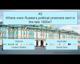 Where were Russia’s political prisoners sent in the late 1800s? Answer choices include: Siberia, Australia, United States, Dead Sea