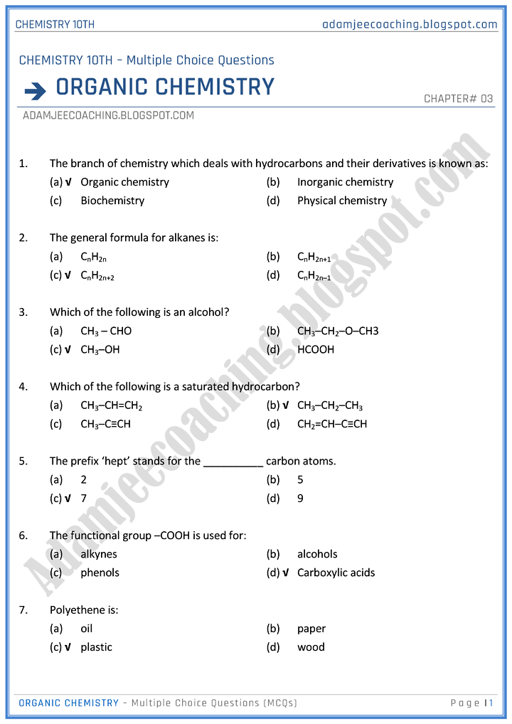 organic-chemistry-mcqs-chemistry-10th