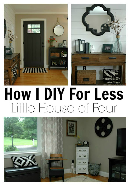 {DIY For Less} a thrifty entryway and Living Room Makeover - via Little House of Four