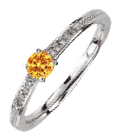 A004のリング形状、オレンジダイヤはハートインダイヤモンド製