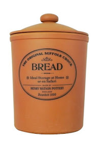 terra cotta bread pot, vertical orientation rather than horizontal. Original Suffolk Crock per wording on the crock itself.