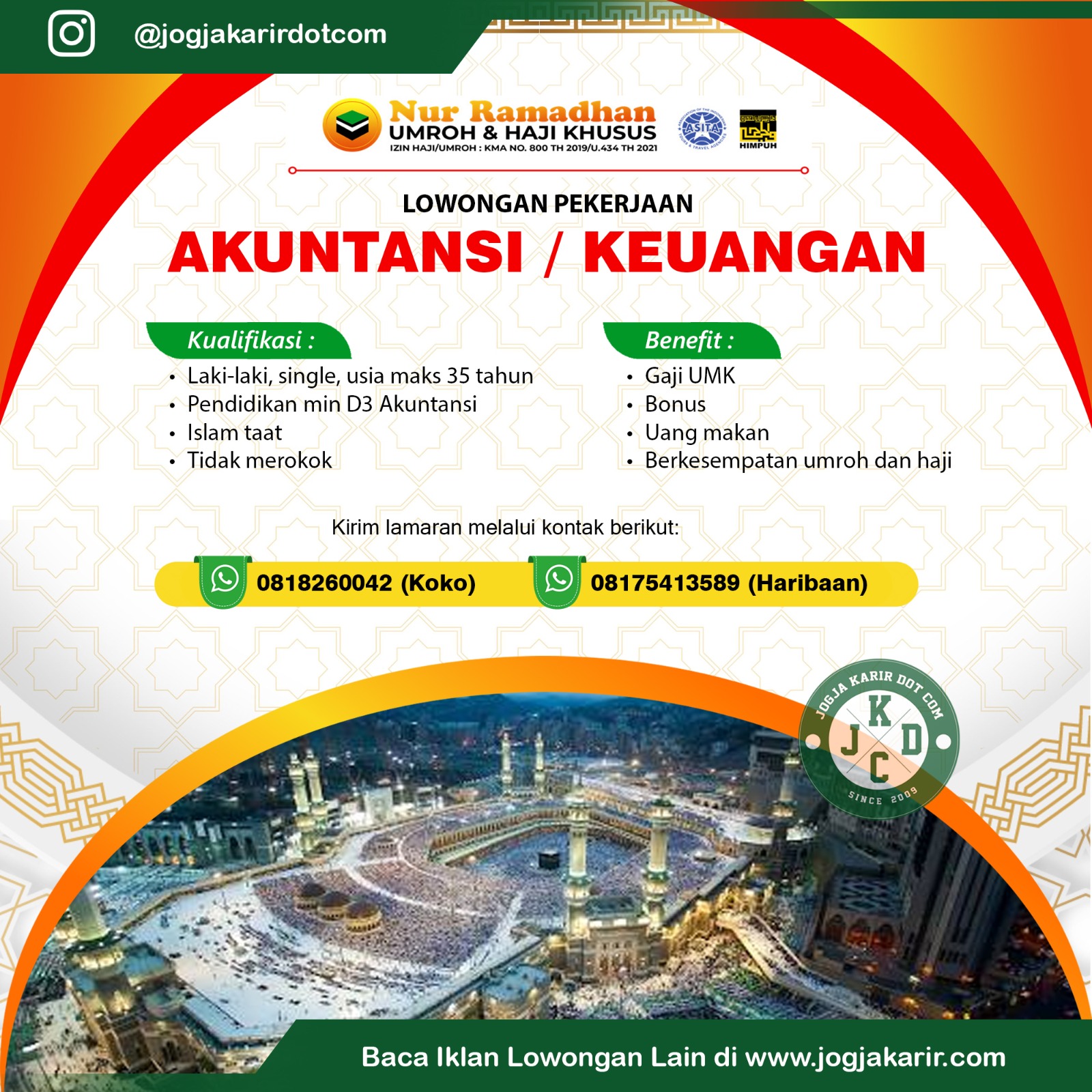 Lowongan Kerja Jogja Terbaru di PT Nur Ramadhan Wisata