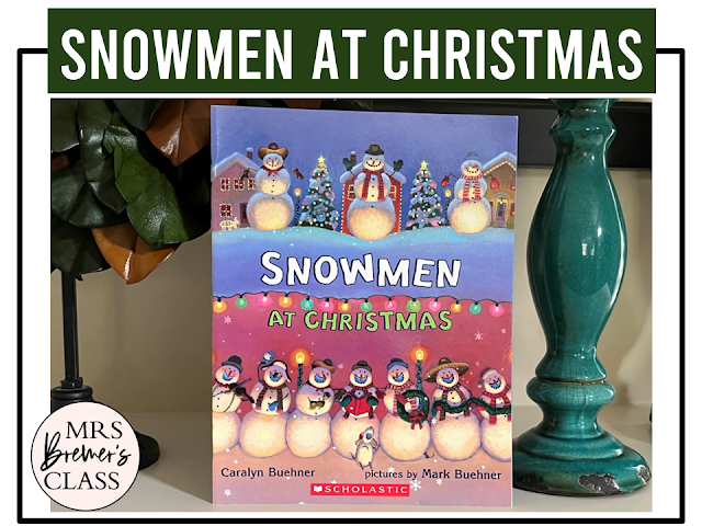 Snowmen at Christmas book activities unit with printables, reading companion activities, lesson ideas, and a craft for Kindergarten and First Grade