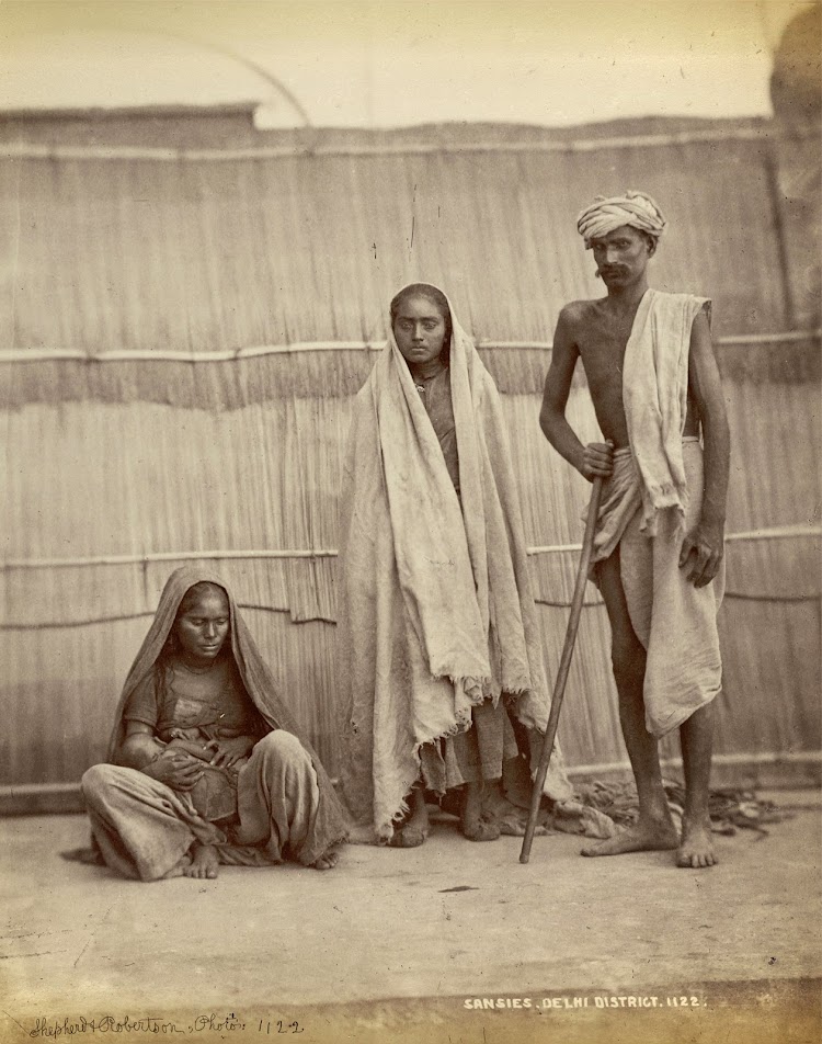 Two women and a Man of the Sansi Tribe - Delhi District 1863