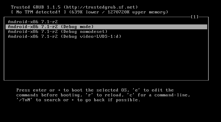 Androidx86 grub menu