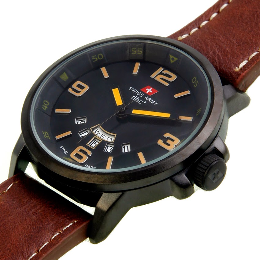 Swiss Army Chronograph - Jam tangan Pria - Cokelat - Kulit 