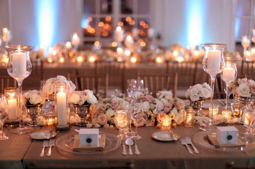 pink and brown wedding centerpieces