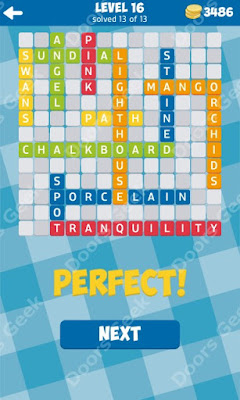 Cheats, Solutions for Level 16 in 13 Word Connect by Second Gear Games