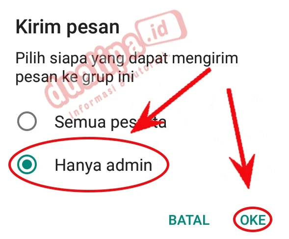 Grup WhatsApp Hanya Admin Yang Bisa Kirim Pesan