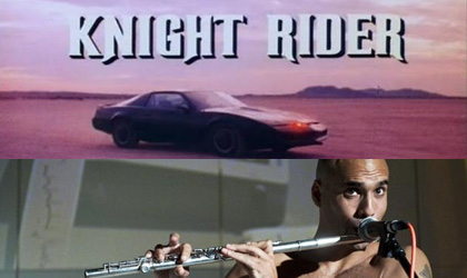 'Knight Rider, a shadowy flight into the dangerous world of a man from which hot fire spits.'