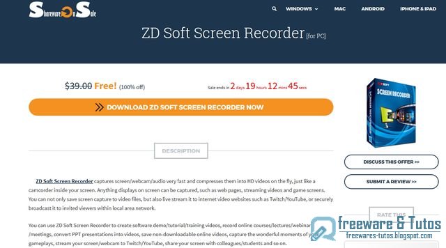 Offre promotionnelle : ZD Soft Screen Recorder gratuit !