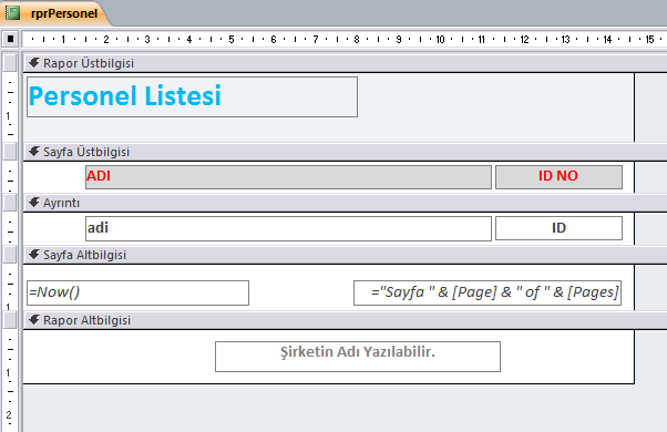 Access Rapor Tasarımı