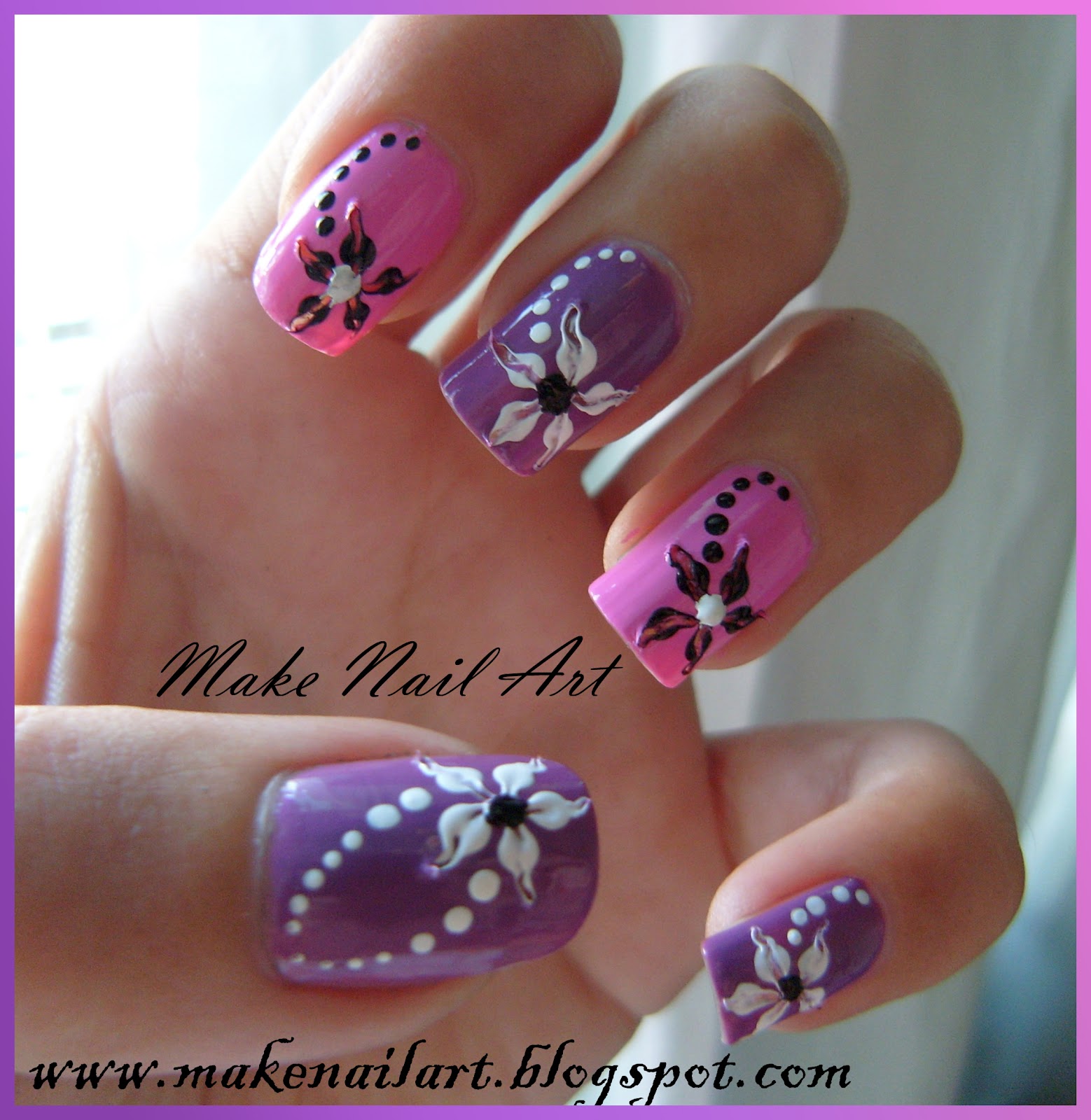 Make Nail Art: Easy And Beautiful Flower Nail Art Tutorial