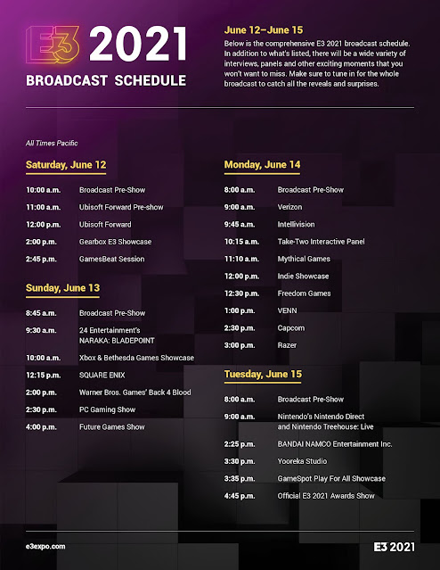 E3 2021 Schedule
