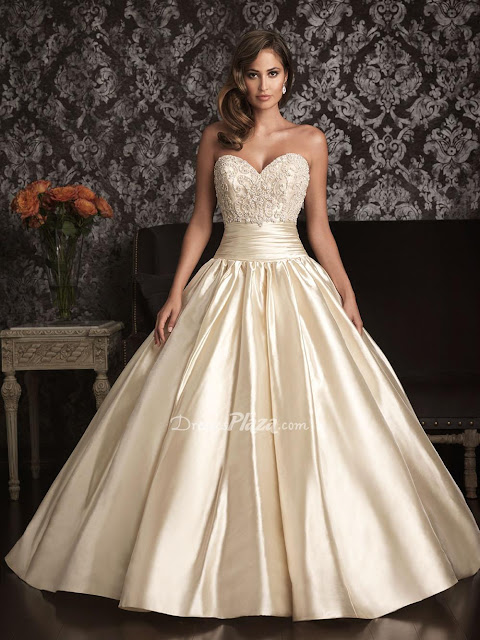 Ball Gown Sweetheart Strapless Embroidered Beaded Bodice Wedding Dress