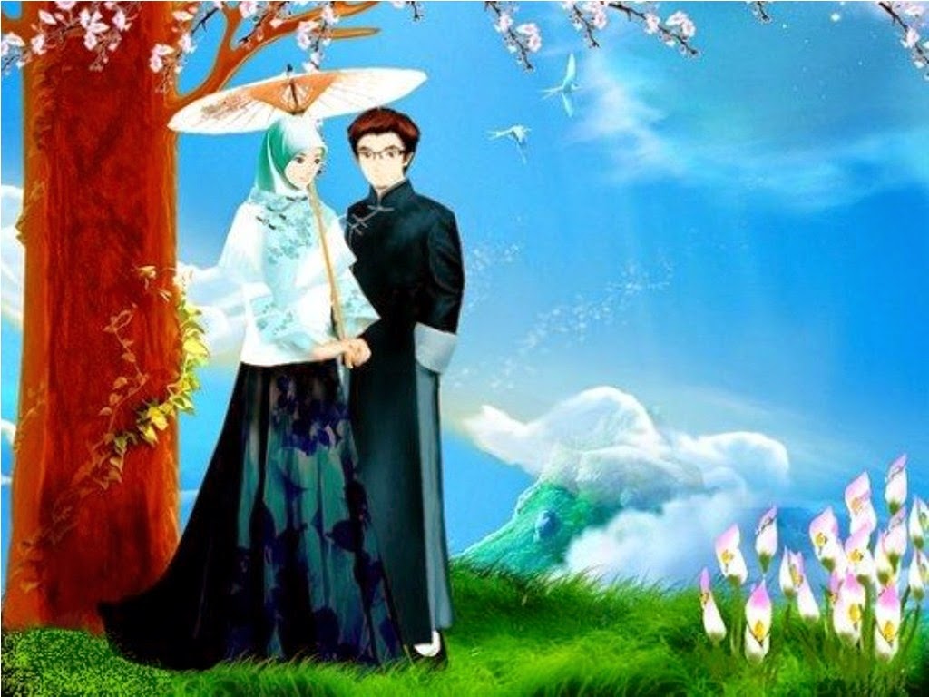 Gambar Kartun Muslimah Romantis Berpasangan Kantor Meme