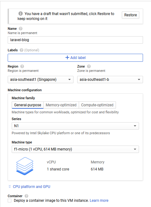 VM Instance Details