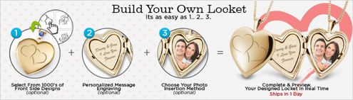 build your locket, pictures on gold, heart locket, picture locket