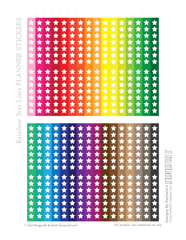 scrapcraftastic rainbow star lists free printable planner stickers