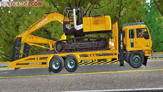 mod bussid truck fuso selfloader muatan excavator