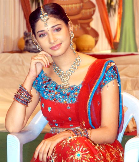 Tamannah In Red Lacha Stills