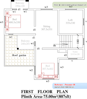 3 bedroom house plans in kerala. Kerala Home plan and elevation