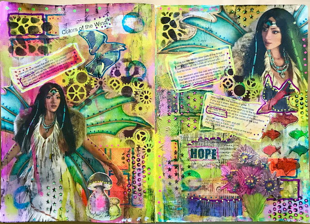 Alice Hendon, almost done with collage spread in XL Leda Sketchbook