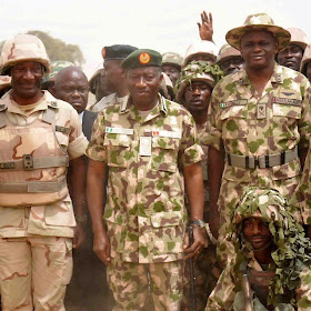 President Jonathan rocks military uniform as he visits Baga