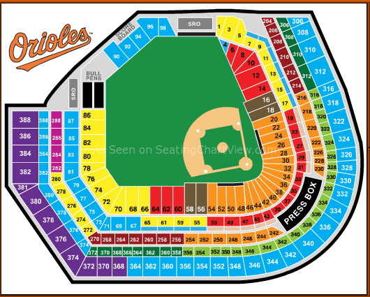 camden yards seating chart - Oriole Park Seating Map Baltimore Orioles