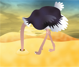 Cartoon-Ostrich-With-Head-In-Sand