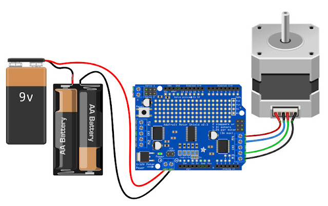 stepper motor connection to arduino motor shield