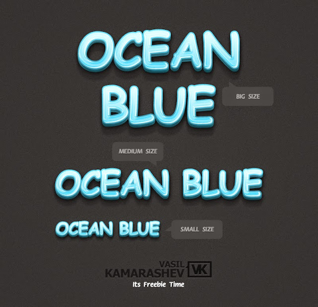 3D Ocean Blue Text Style