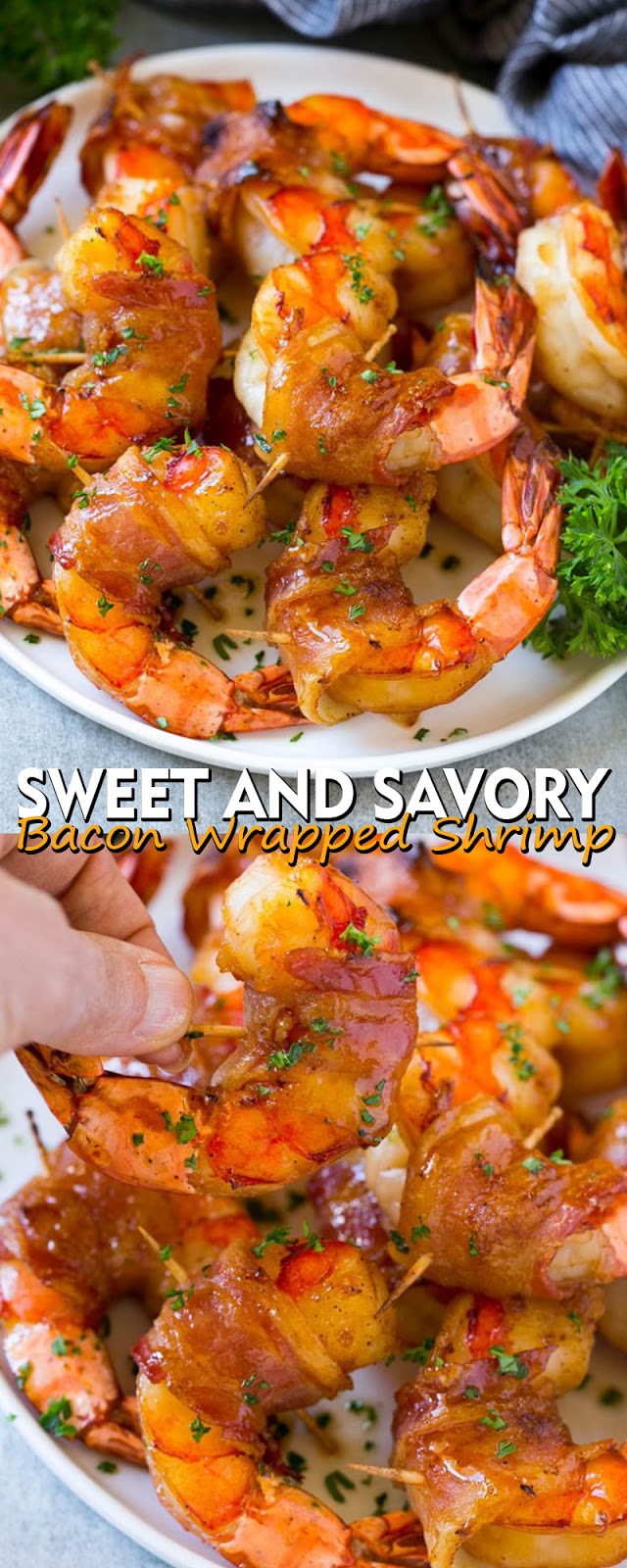 SWEET AND SAVORY BACON WRAPPED SHRIMP