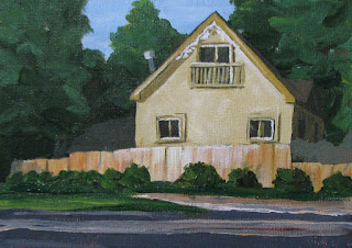 house sunset acrylic painting