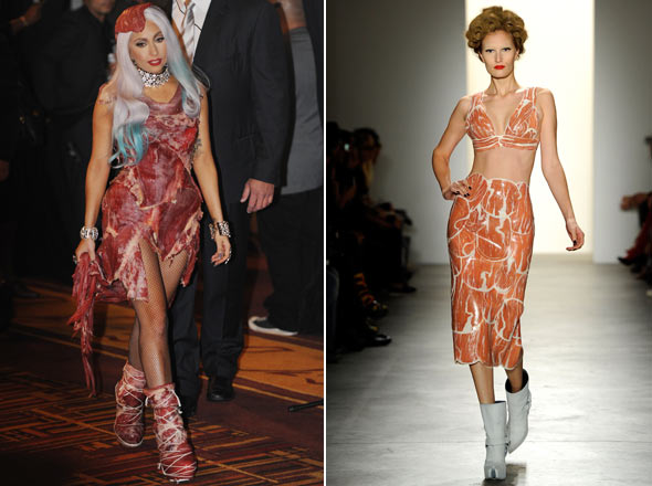 was lady gaga meat dress real. After the Lady Gaga meat dress