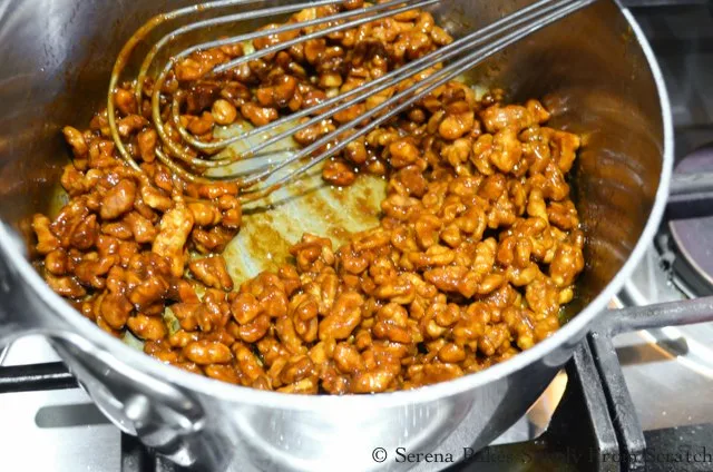 Toffee Walnuts recipe stir until well combined from Serena Bakes Simply From Scratch.