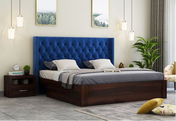 King Size Bed With Storage:Drewno Upholstered Bed with Storage