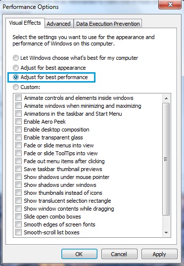 Visual Effects Settings