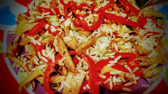 What the Cluck, peppers, leek and rice