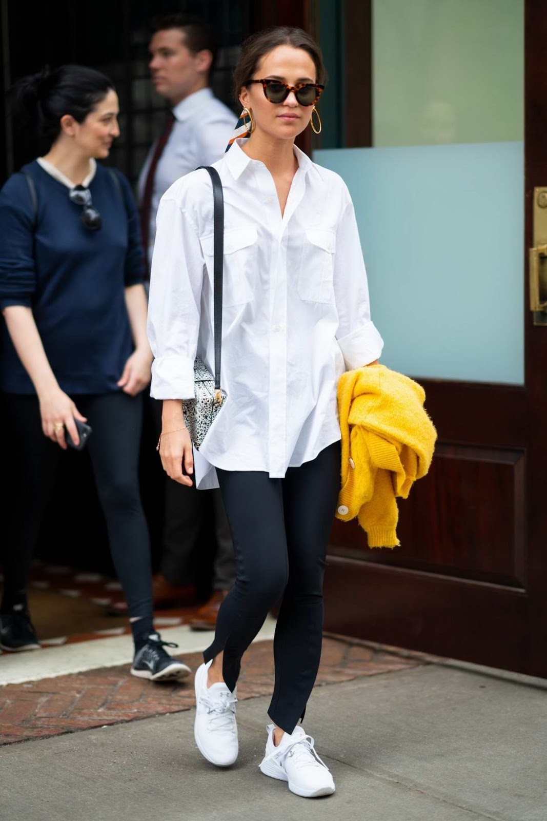 Alicia Vikander in White Shirt Style Out in New York City