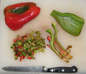 Preparing a bell pepper for freezing