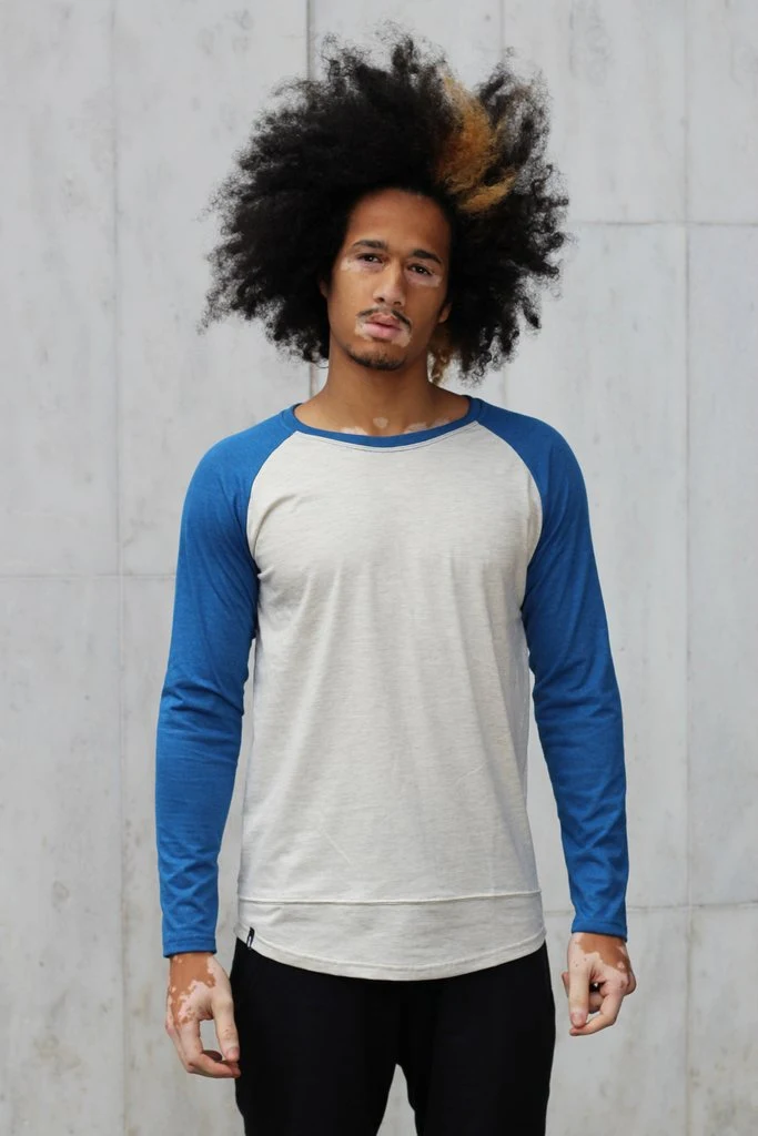 Camisa Raglan Azul Masculina